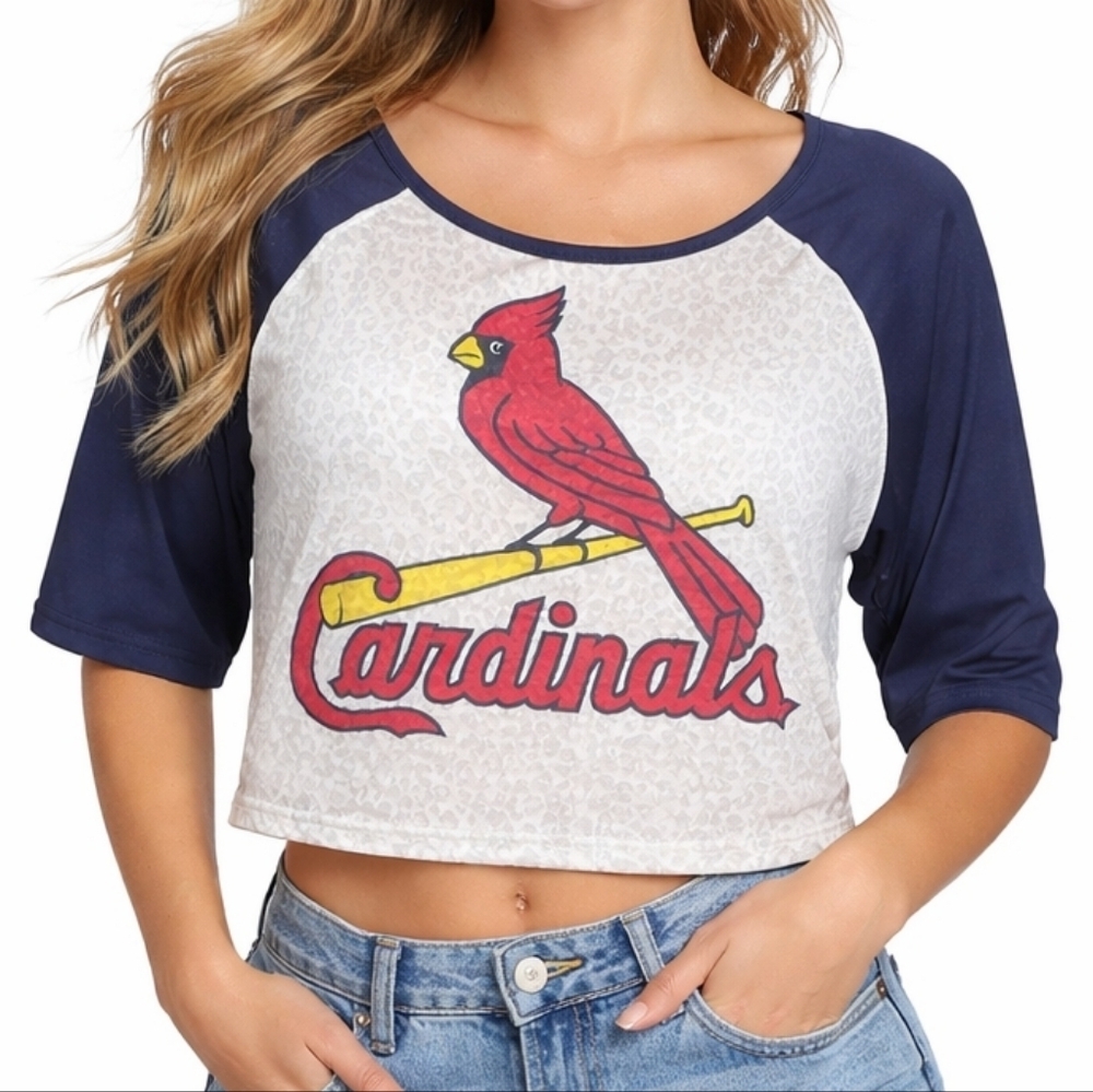 PINK Victoria’s Secret St Louis Cardinals Sheer Leopard Top Womens M MLB